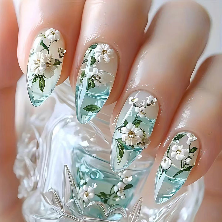 Elegant Artificial Nails in Floral Design Stornfield