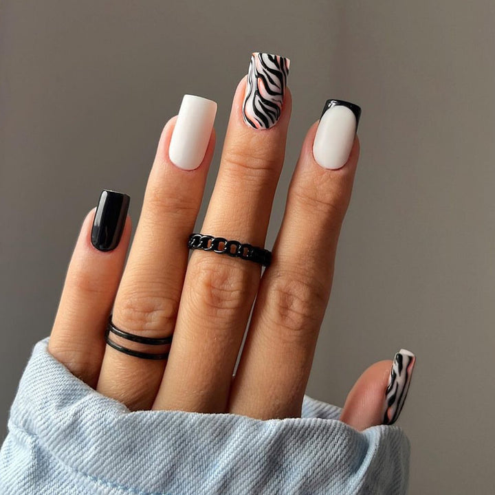 Stylish Zebra Print Acrylic Nail Art Stornfield