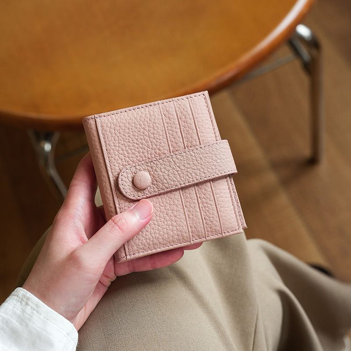Textured Leather Compact Card Wallet