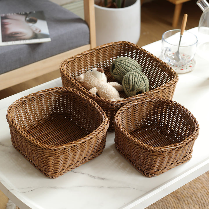 Unisex Rectangular Storage Basket with Sturdy Woven Stornfield