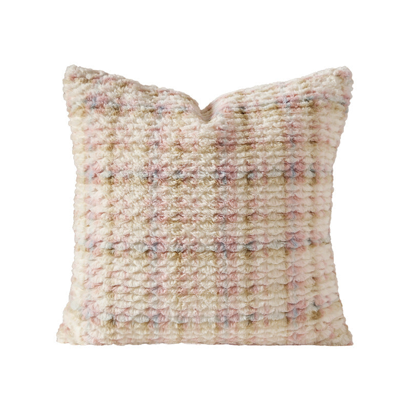 Square decorative cushion made of soft faux fur with inner cushion