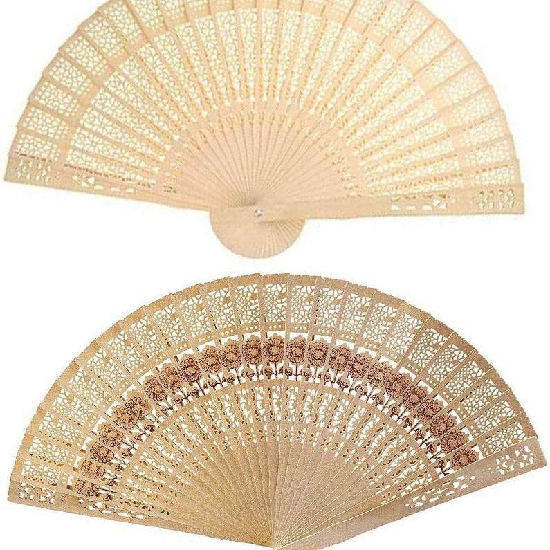 Ladies decorative hand fan made of high-quality wood with intricate cut-out work Stornfield