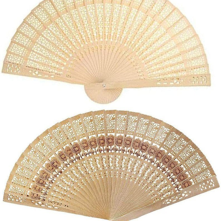Ladies decorative hand fan made of high-quality wood with intricate cut-out work Stornfield