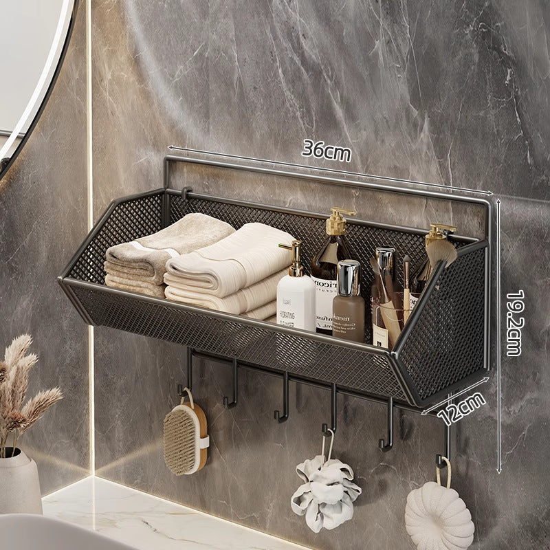 Wall-Mounted Mesh Bathroom Organizer Shelf