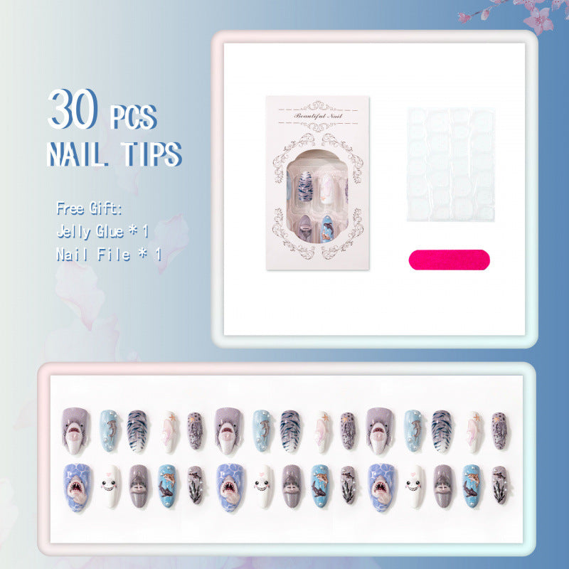 Marine Life Themed Press-On Nail Art Set