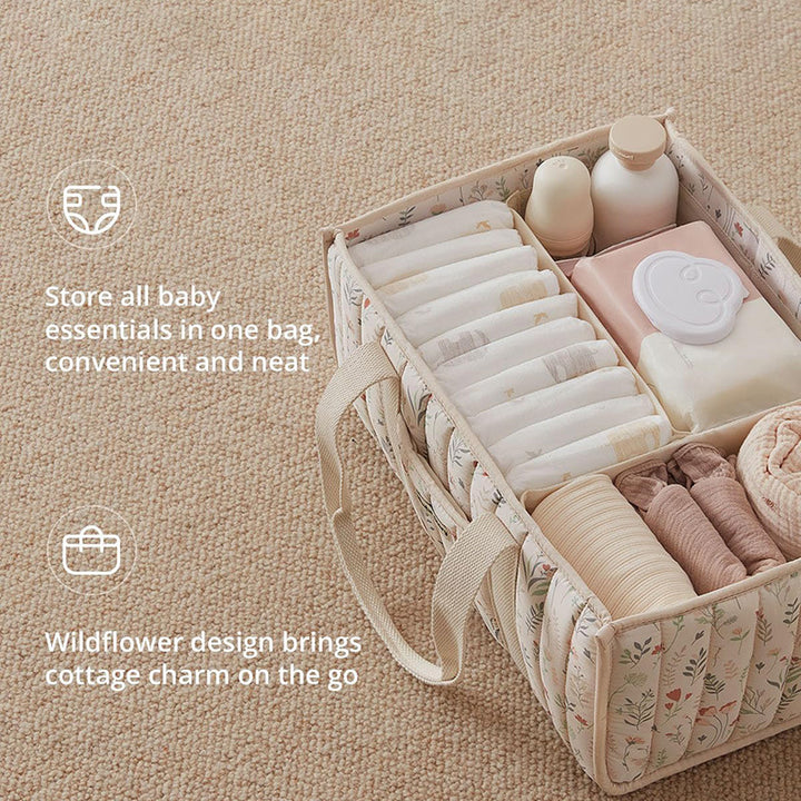 Storage basket with carrying handles and elegant floral pattern Stornfield