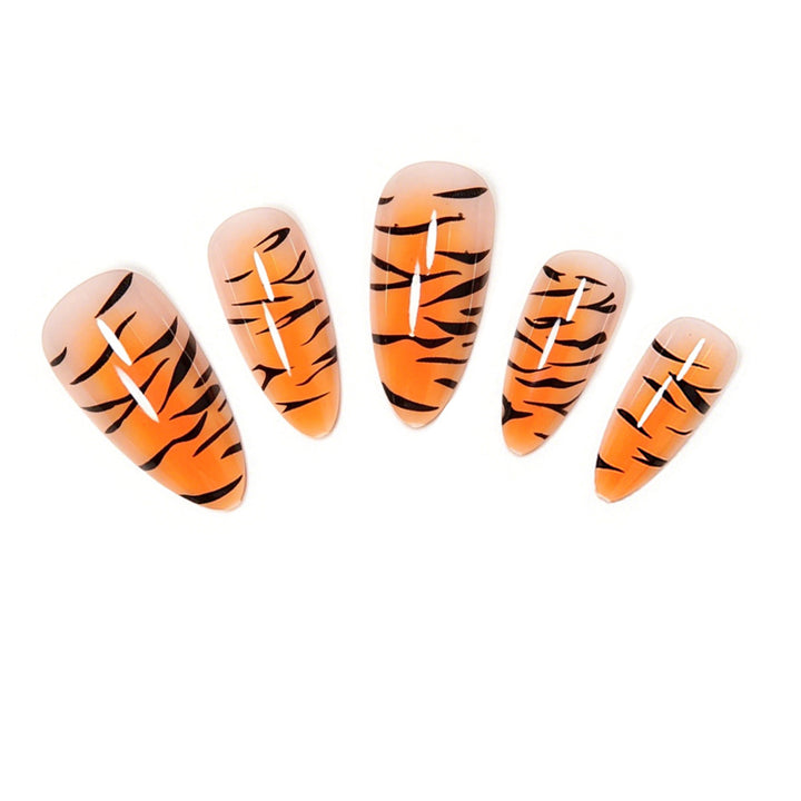 Stylish Tiger Print Stiletto Press-On Nails Stornfield
