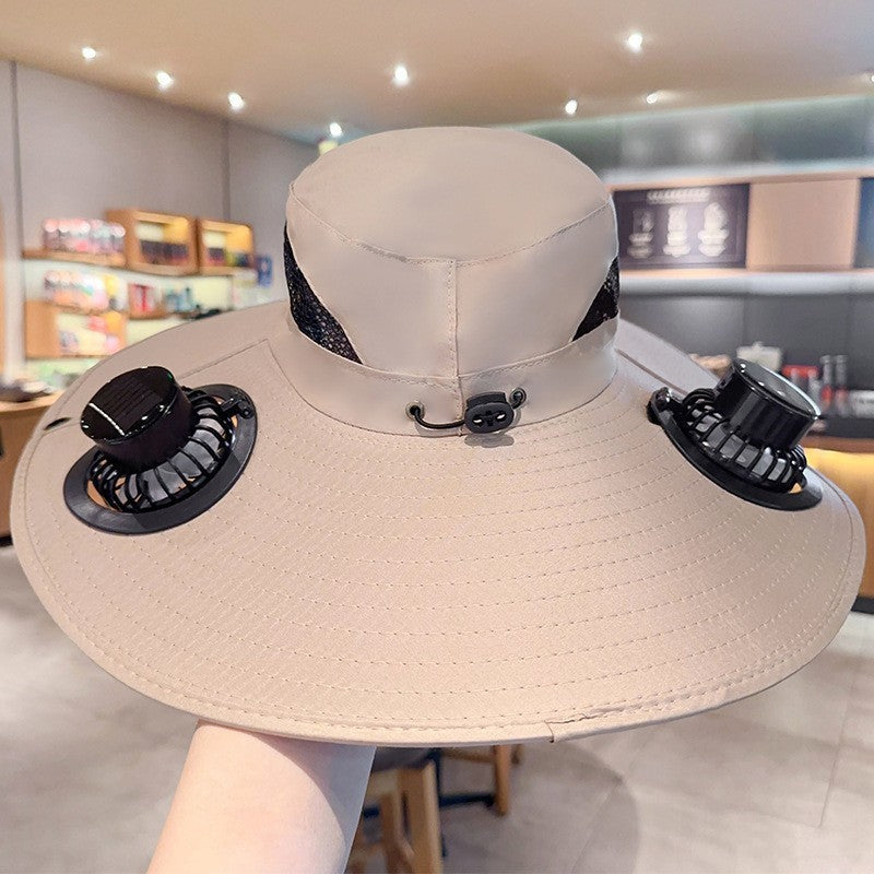 Sunscreen hat with dual USB fans, breathable mesh and adjustable chin strap Stornfield