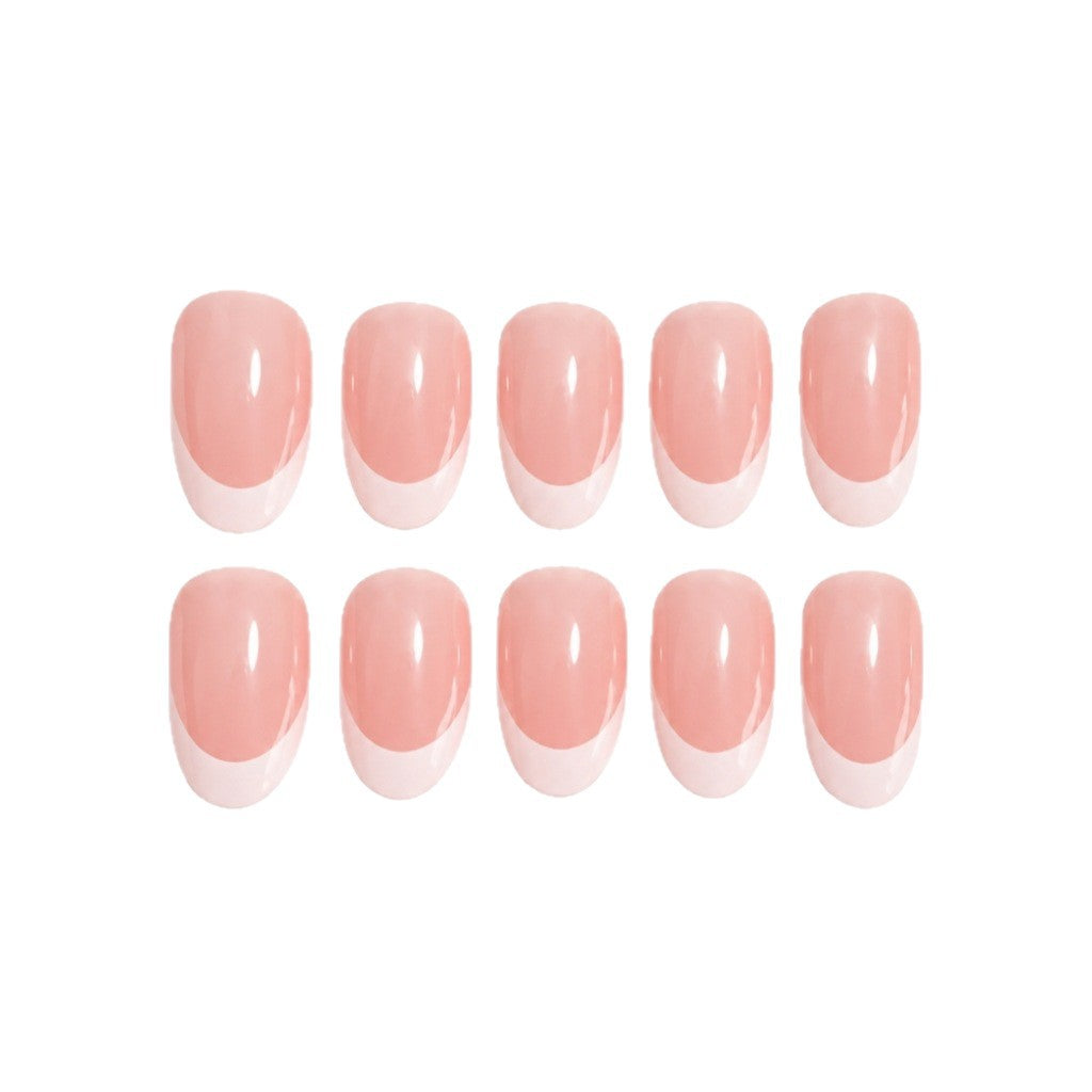 Elegant French Tip Almond-Shaped Press-On Nails