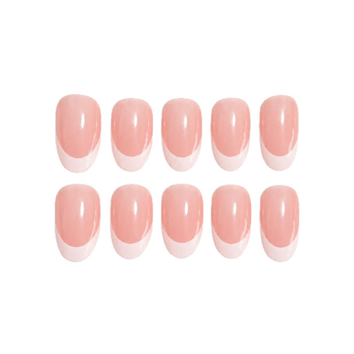Elegant French Tip Almond-Shaped Press-On Nails
