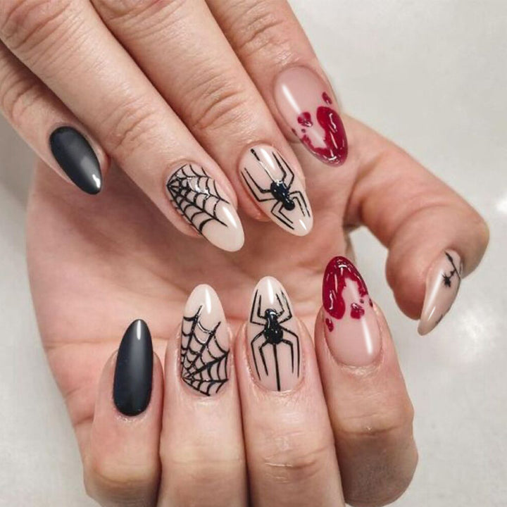 Spooky Spider and Web-Themed Press-On Nail Art Set