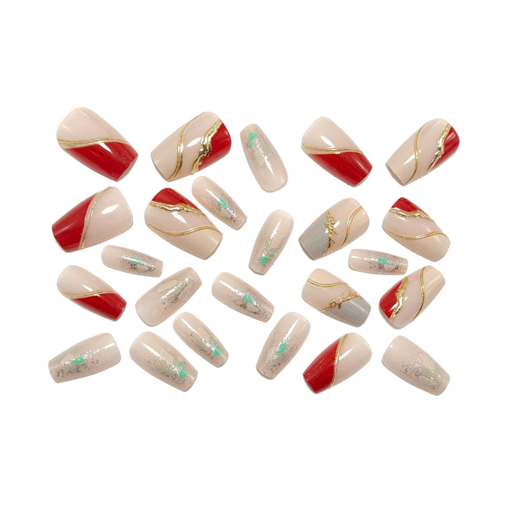 Artificial nails with elegant gold pattern Stornfield
