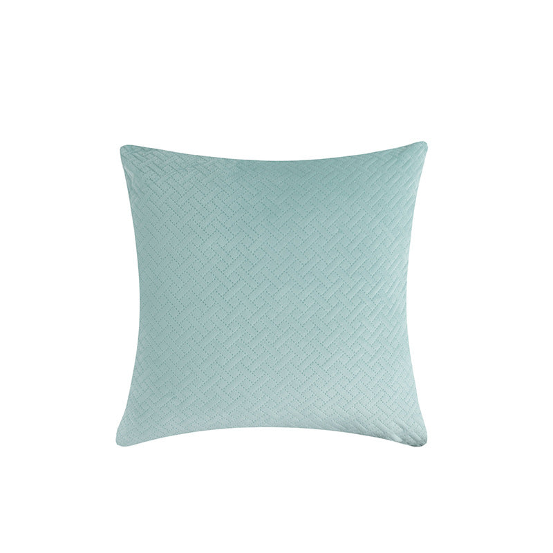 Quilted Herringbone-Texture Square Throw Pillow Cover with Hidden Zipper