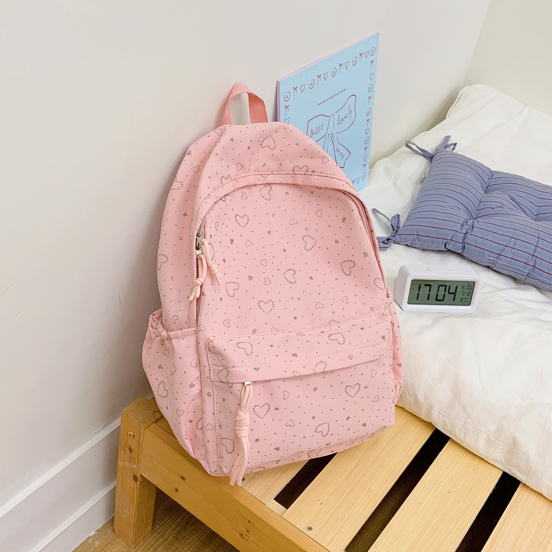 Heart-Patterned School Backpack Stornfield