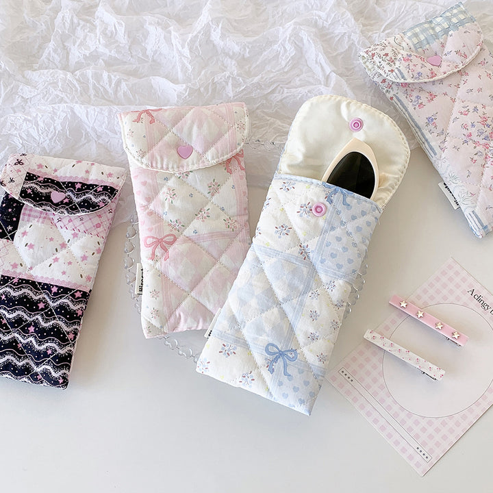 Quilted Pencil Case with Heart Design