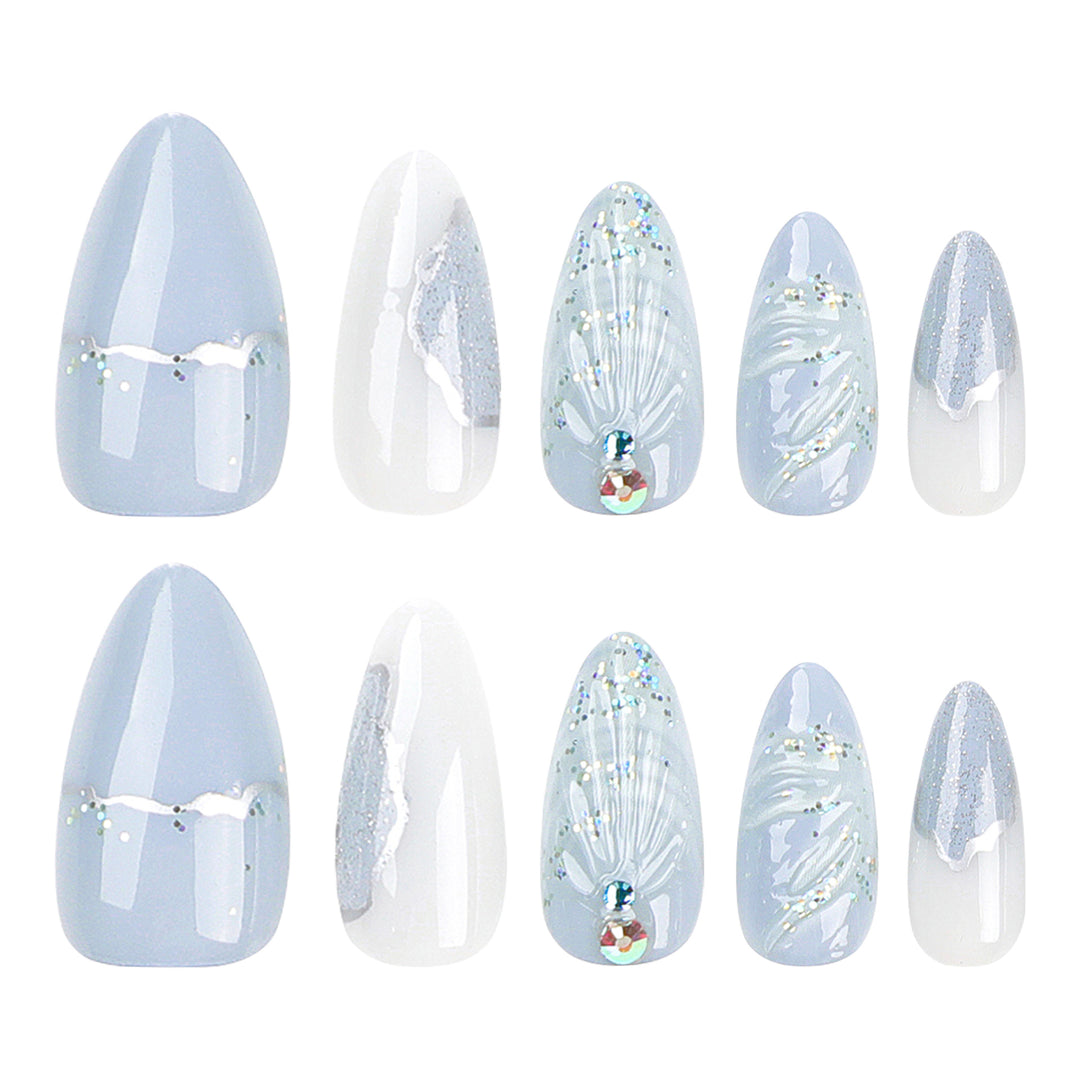 Artful stiletto nails with elegant glitter and floral design Stornfield