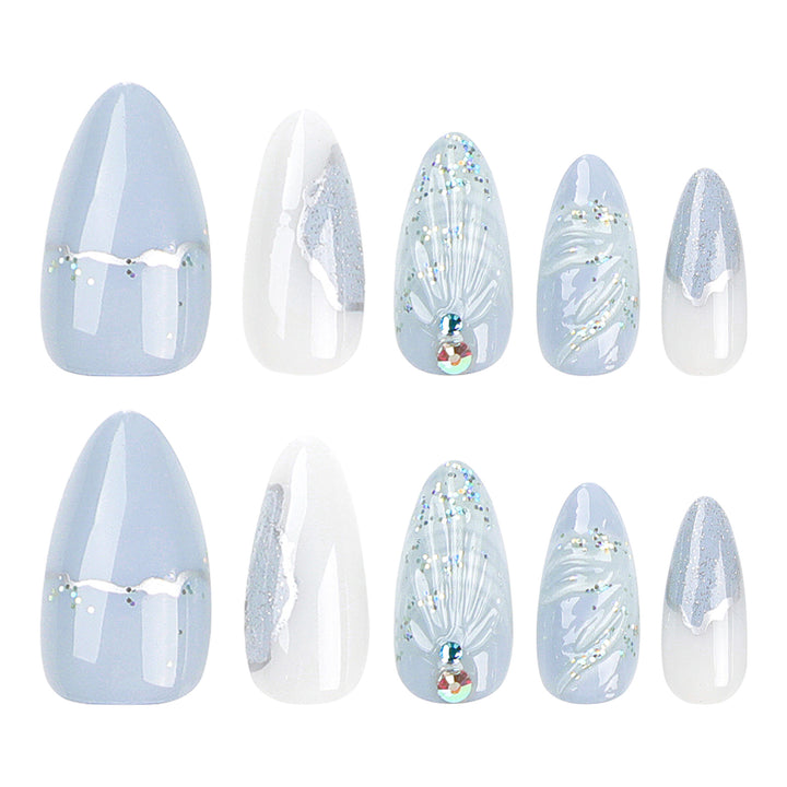 Artful stiletto nails with elegant glitter and floral design Stornfield
