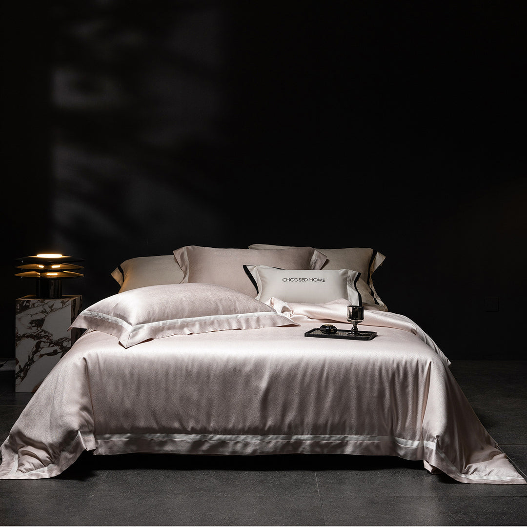 Satin Sateen Duvet Cover Set with Tailored Hem and Matching Pillow Shams