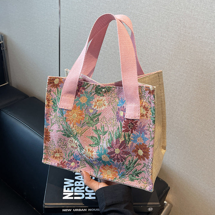 Floral Embroidered Canvas Tote Bag  1790616925