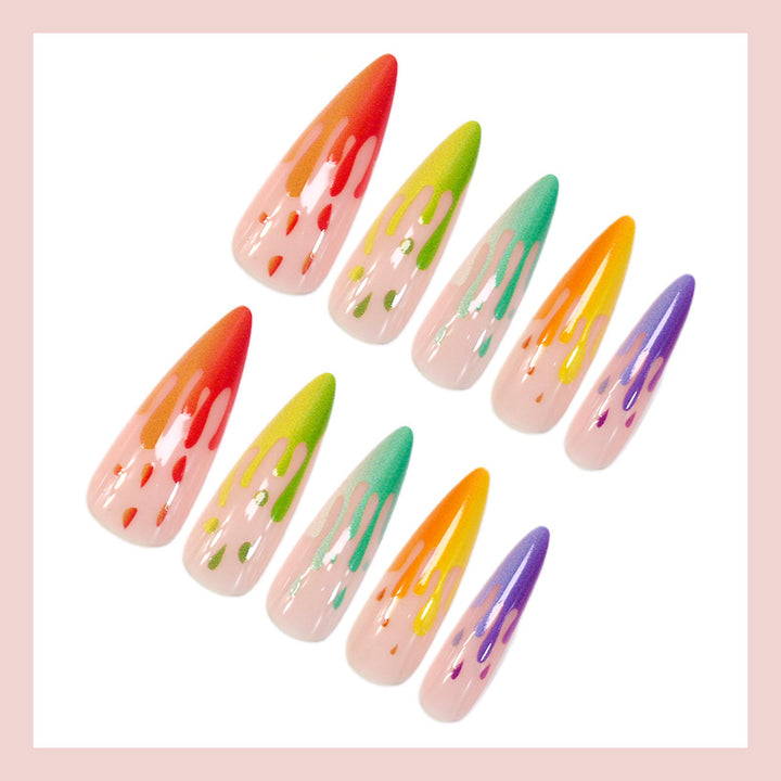Acrylic nail set with stylish water droplet pattern Stornfield