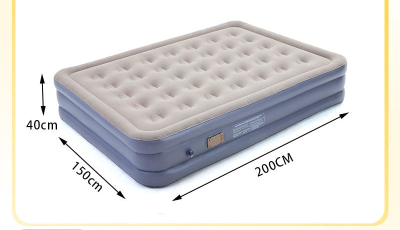 electric inflatable single air mattress with integrated auto pump, flocked tufted sleeping surface and raised edge support Stornfield