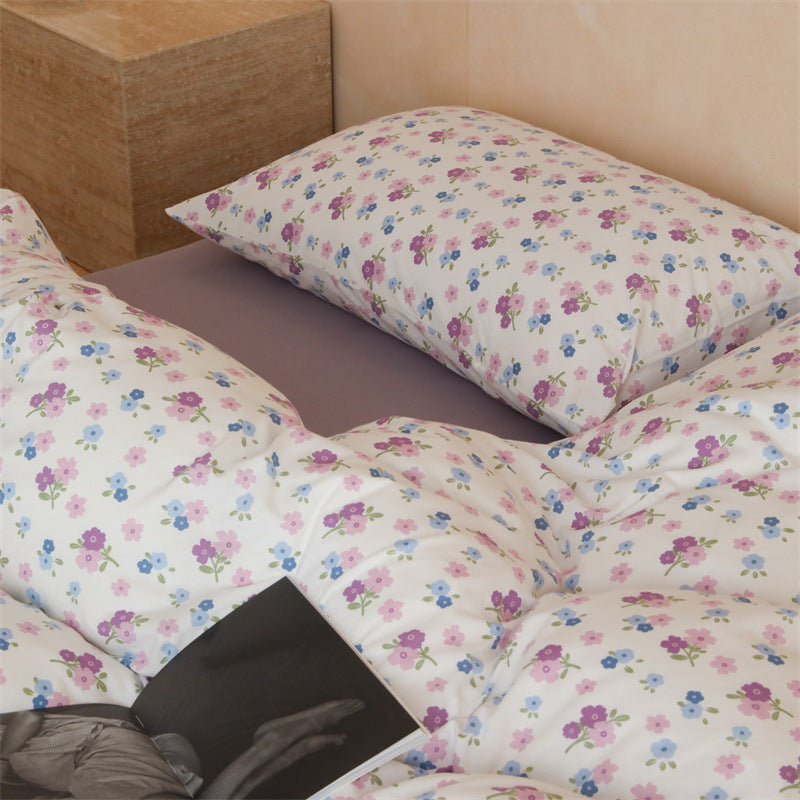 Finest cotton satin bed cover set with delicate floral print and breathable comfort cover
