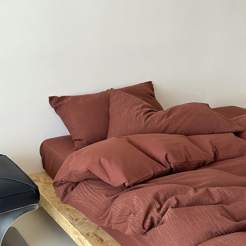 Premium cotton bedding set with fine pleated structure and hidden zipper
