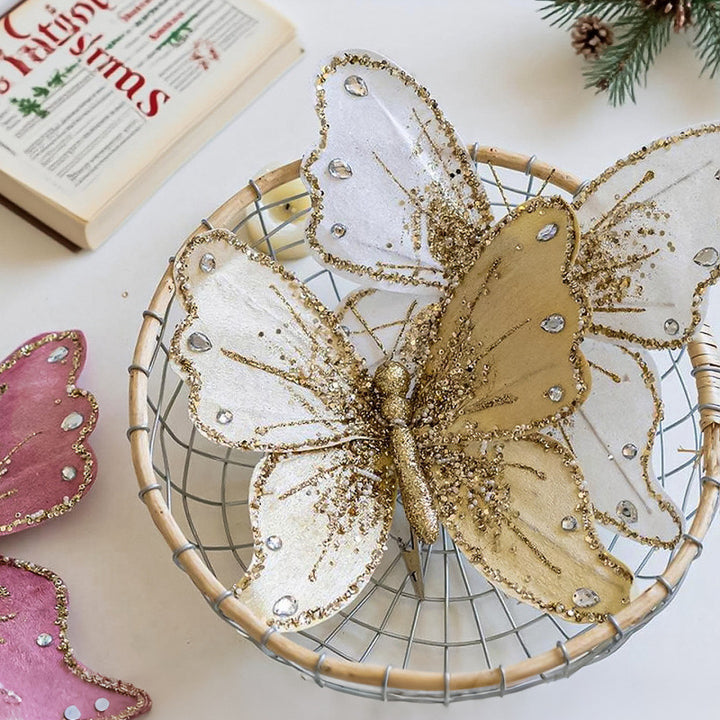 Elegant butterfly hair clips with glitter and rhinestones Stornfield