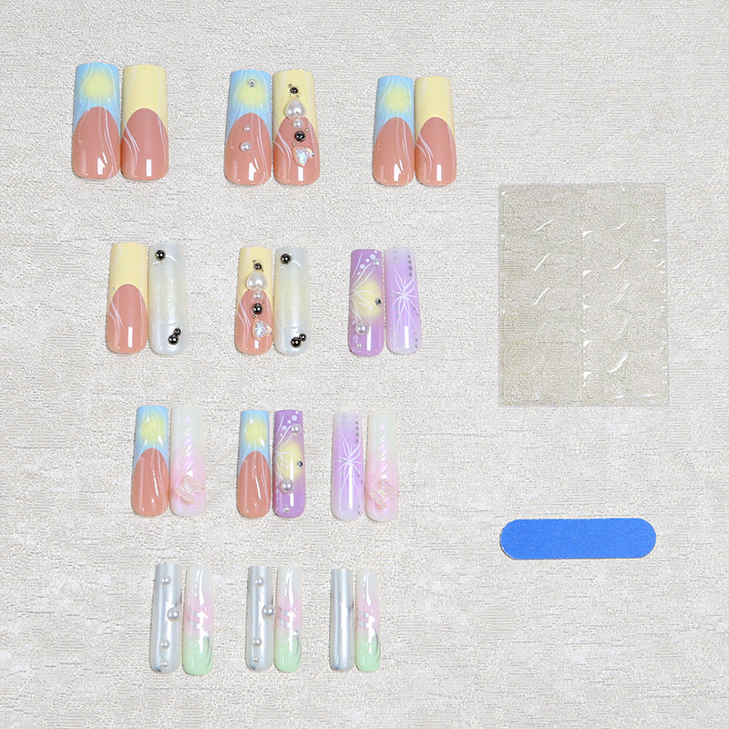 Artificial nail set with elegant floral and sparkling accents Stornfield