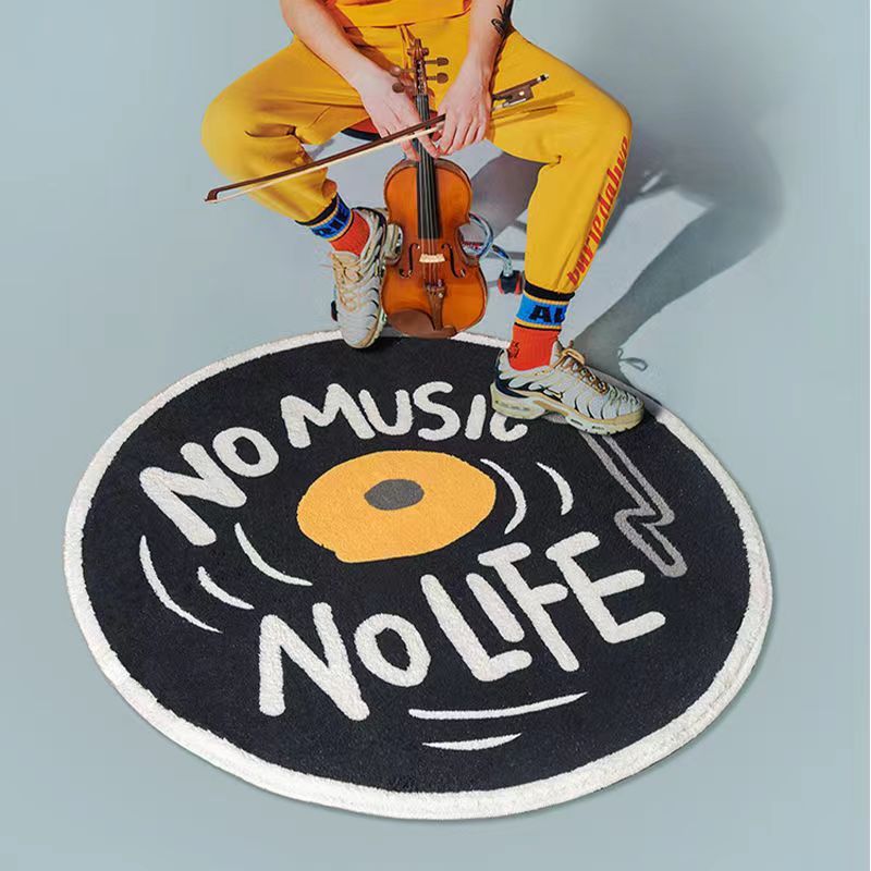 Round Music-Themed Area Rug