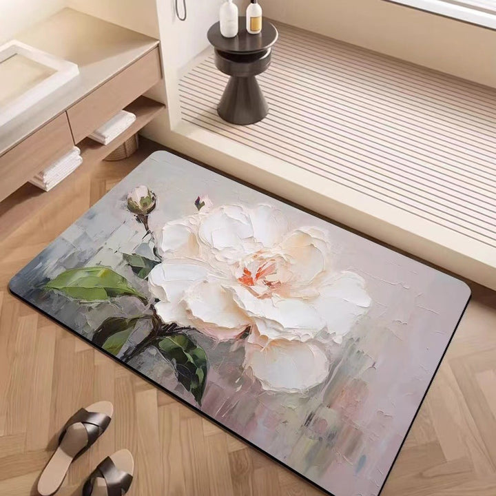 Luxury Textured Floral Bath Mat Stornfield