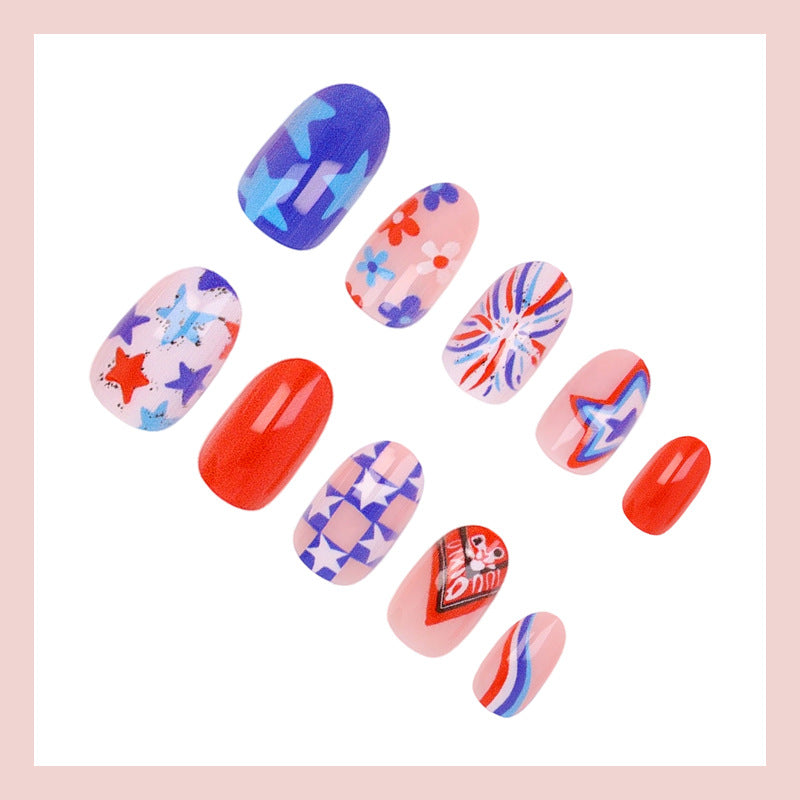 Artificial nail set with creative star and heart patterns Stornfield