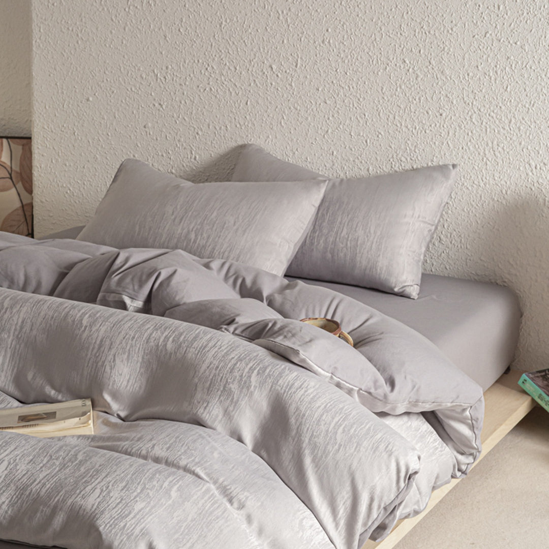 Textured Woodgrain Microfiber Duvet Cover Set