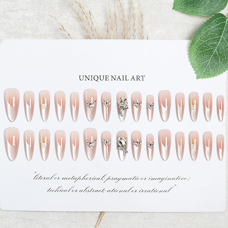 Artificial nail set with elegant crystal decorations and ombre effect Stornfield