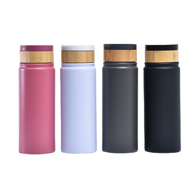 Ladies stylish and versatile stainless steel drinking bottle with bamboo lid Stornfield