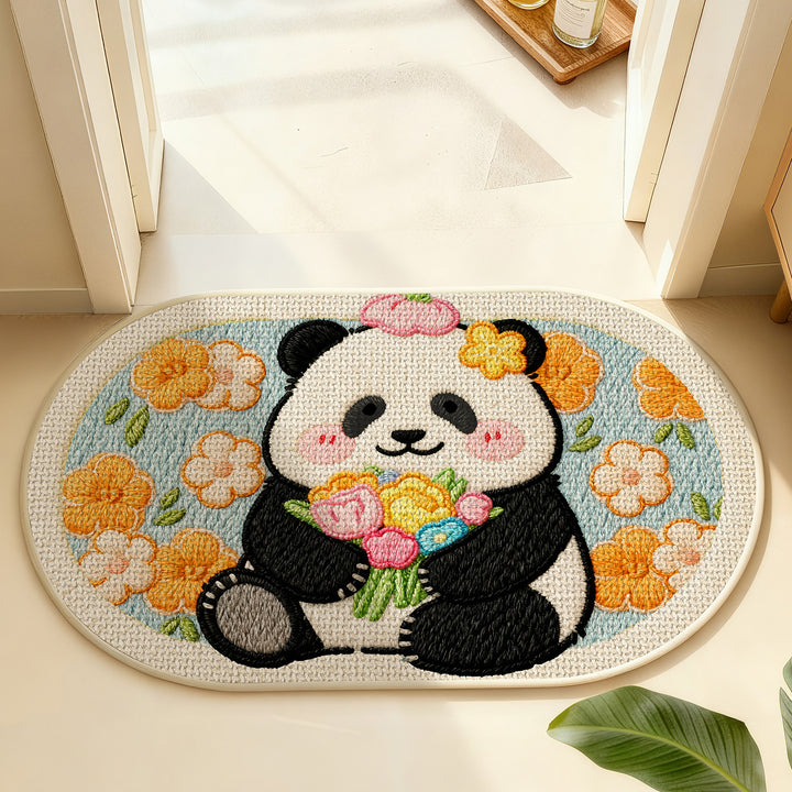 Cute Panda-Themed Indoor Decorative Mat