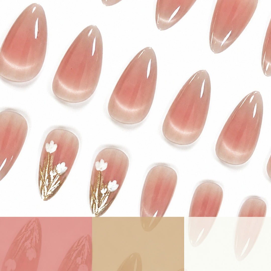 Elegant Floral Acrylic Nail Extensions Stornfield