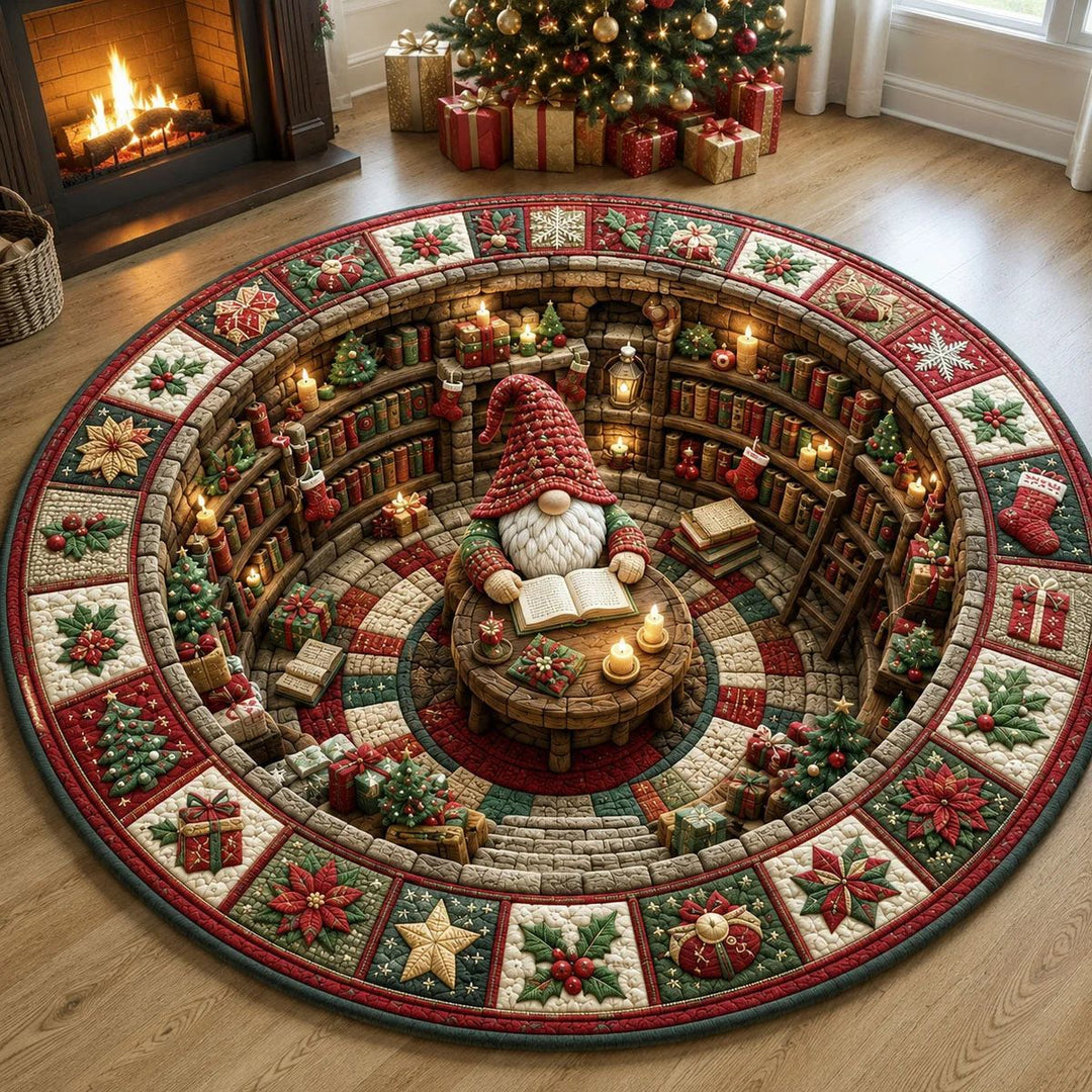 Festive Holiday Themed Round Area Rug