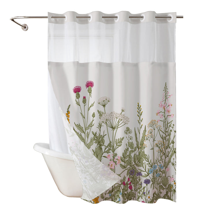 Elegant Floral Print Shower Curtain Stornfield