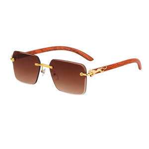 Women’s Fashion Square Sunglasses with Elegant Wooden Arms Stornfield