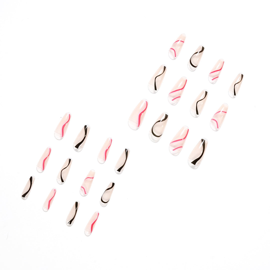 Trendy Artificial Nails with Wave Design Stornfield