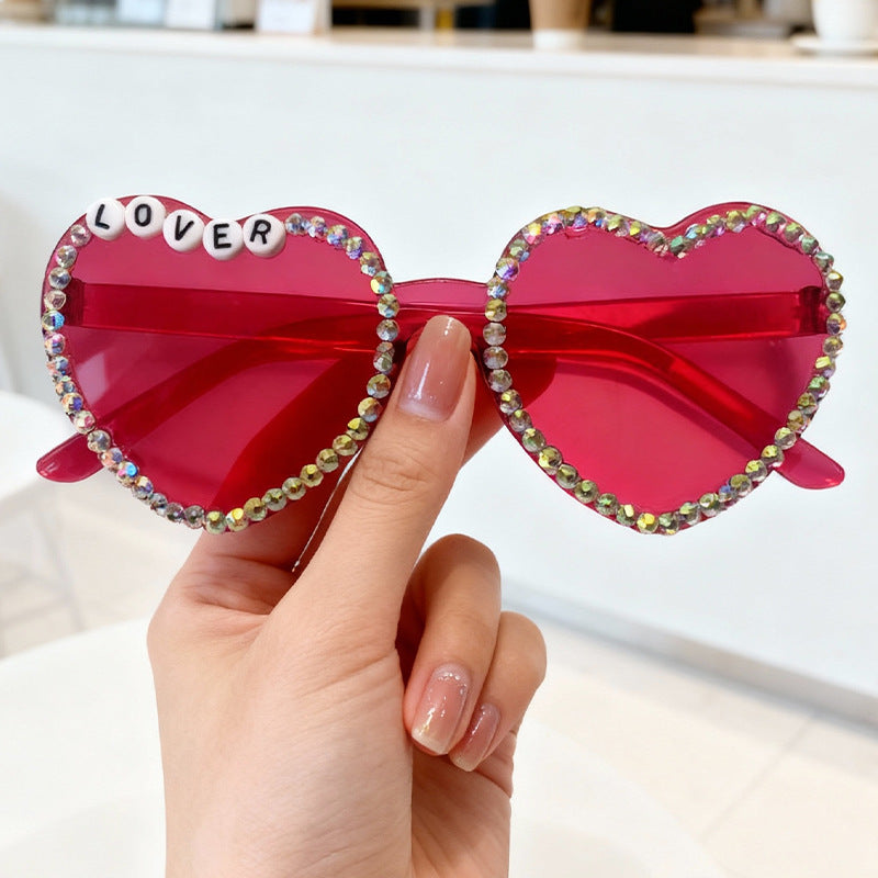 Heart-Shaped Rhinestone-Embellished Sunglasses Stornfield 1787141205