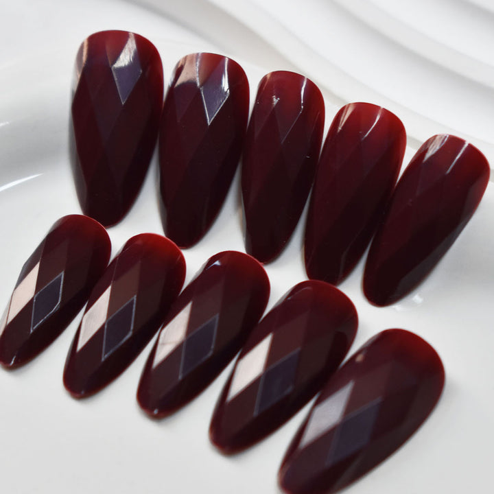 Premium Glossy Diamond-Shaped Press-On Nails Stornfield