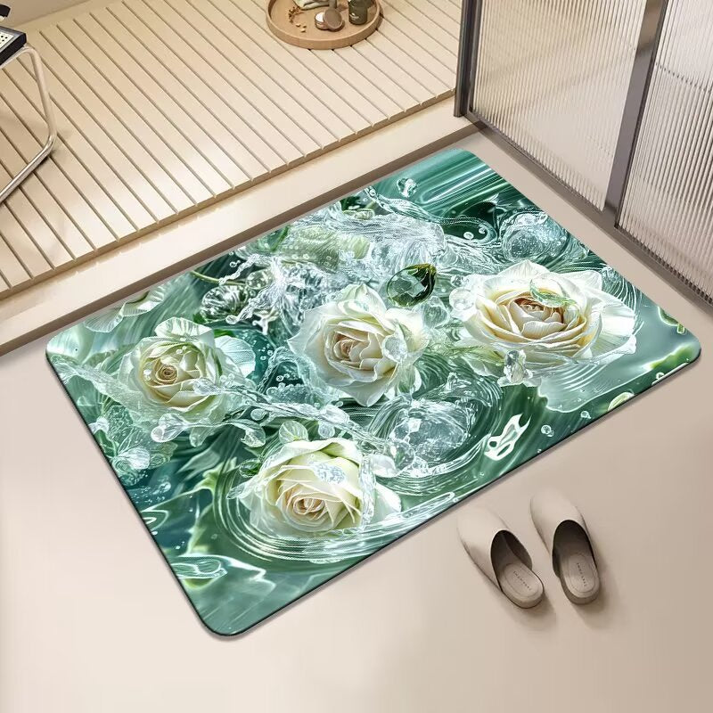 Floral Design Non-Slip Bath Mat