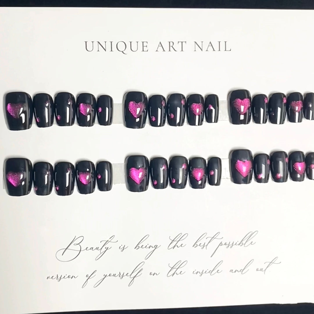 Heart-Embellished Press-On Nail Art