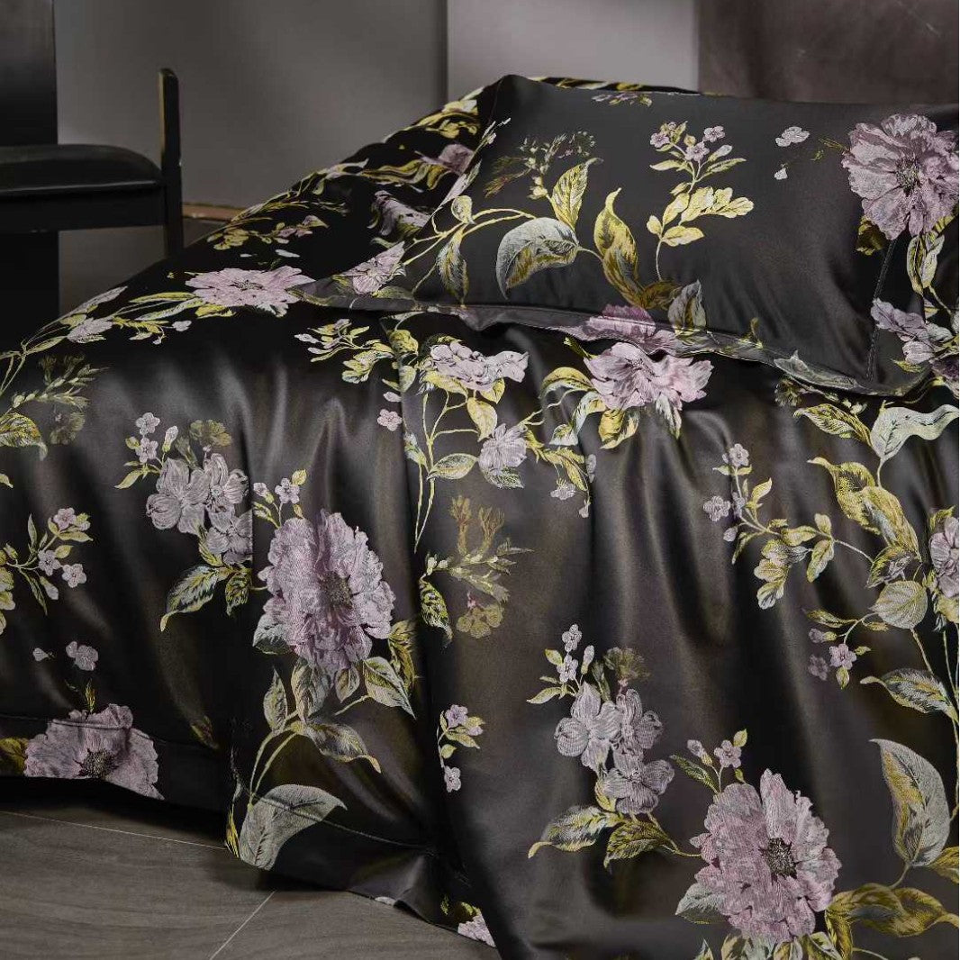Luxury Floral Satin Bedding Duvet Cover Set
