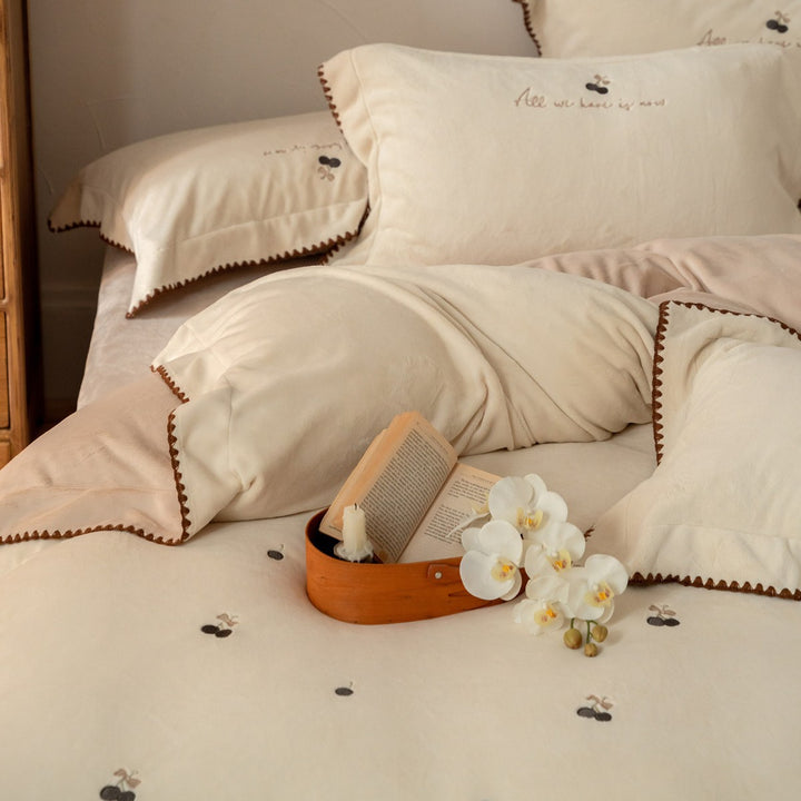 Linen-Blend Pintuck Duvet Cover Set with Matching Pillow Shams