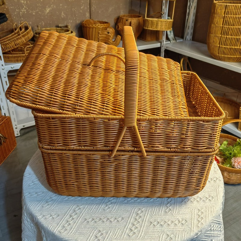 Women Vintage Storage Basket with Two Compartments Stornfield