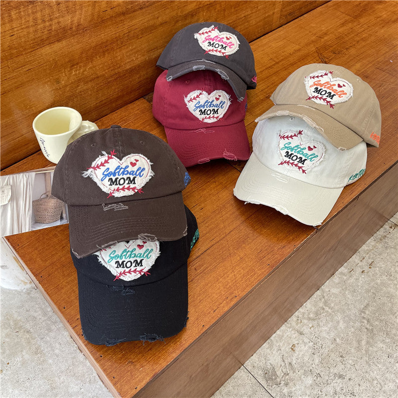 Women's Distressed Softball Mom Patch Baseball Cap Stornfield