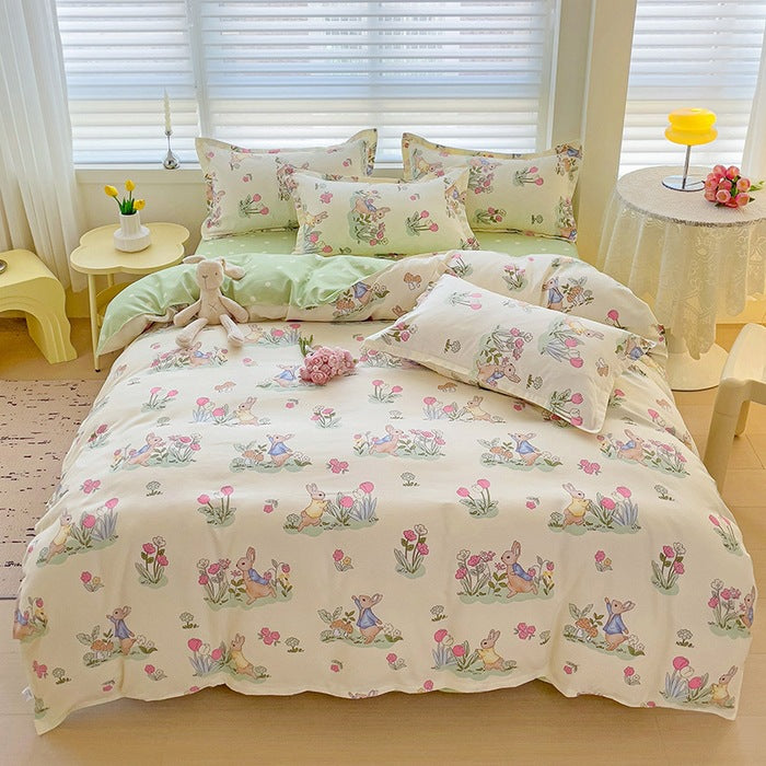 Floral Patterned Reversible Duvet Cover Set